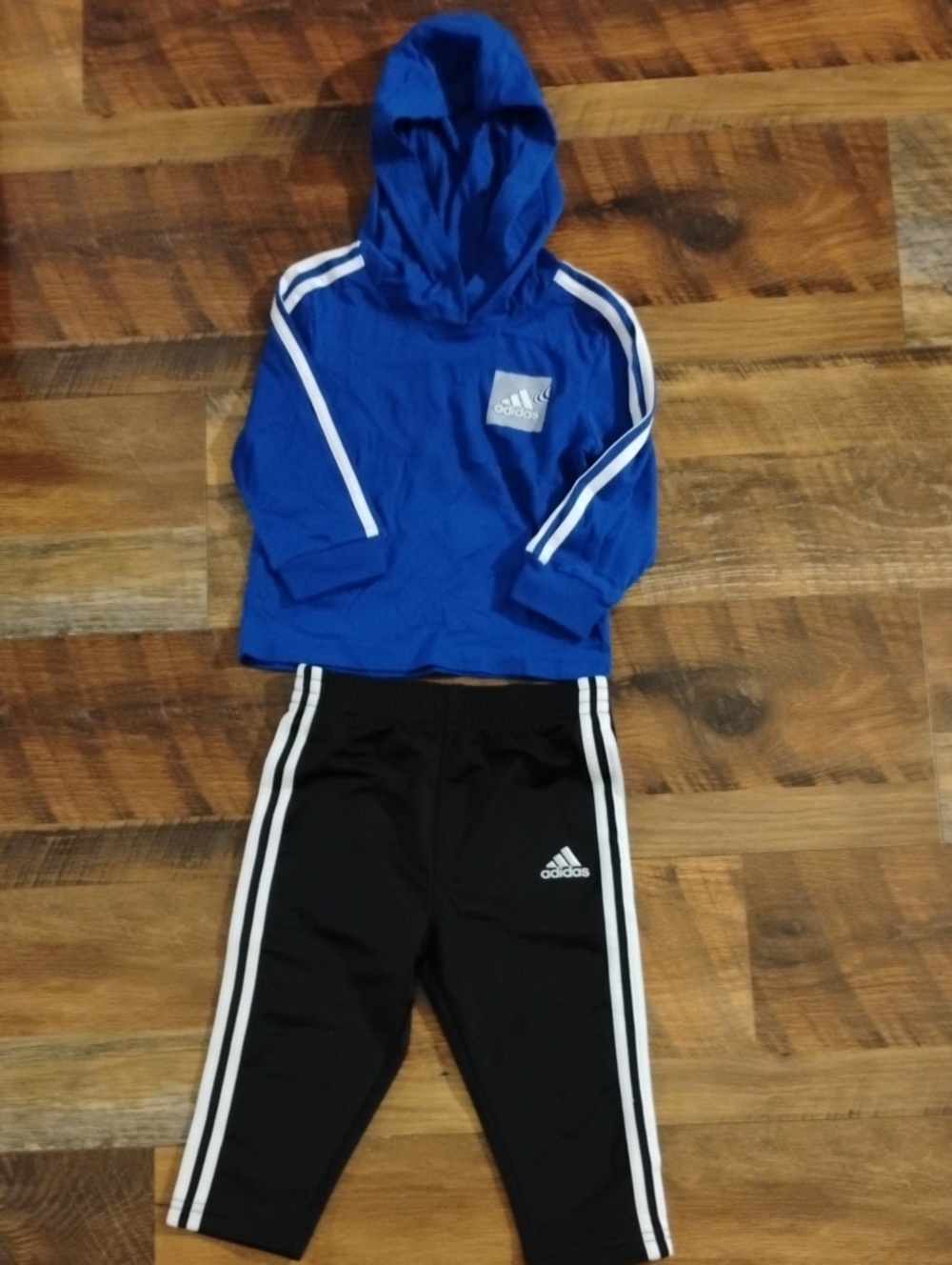 Boys Adidas Matching Set Blue And Black Size 12M
